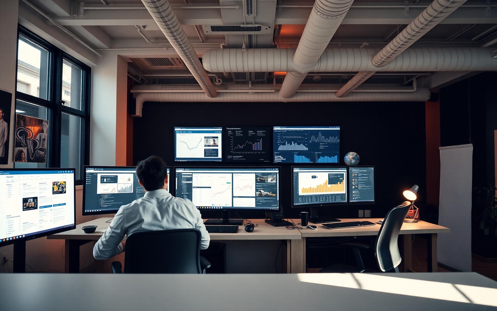 Digital agency studio with designers and developers at work